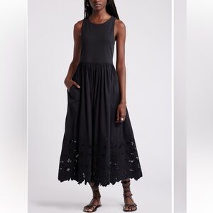 Nordstrom Black Lace Trim Maxi Dress